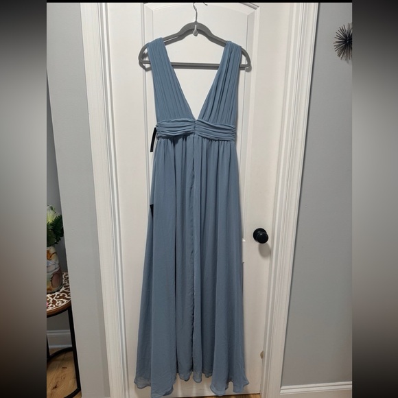 Lulus Heavenly Hues NWT size Small Light Blue Maxi Dress Chiffon Gown | Flawed - Picture 12 of 14